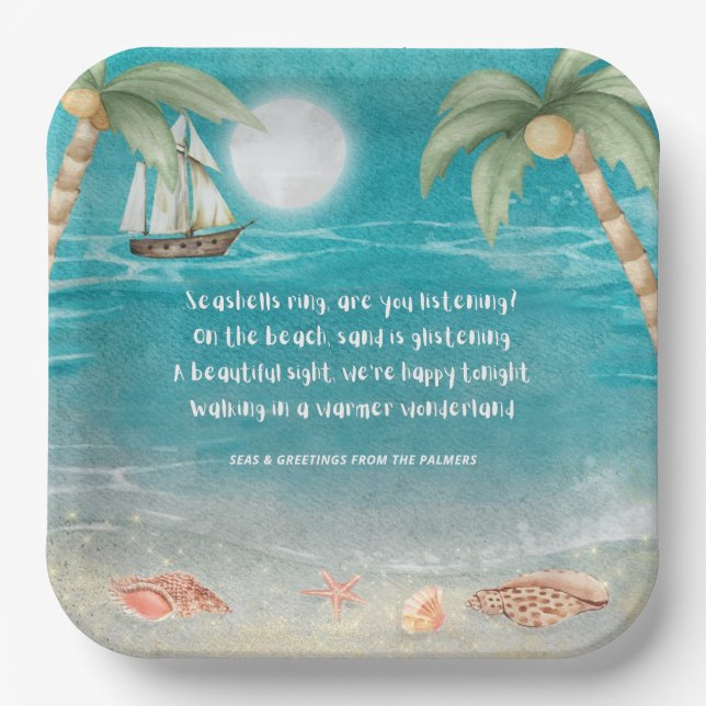 Warme Wonderland Tropical Beach Weihnachten Pappteller (Vorderseite)