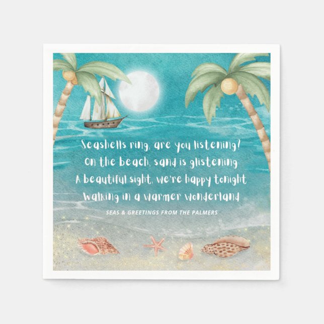Warme Wonderland Tropical Beach Weihnachten Serviette (Vorderseite)
