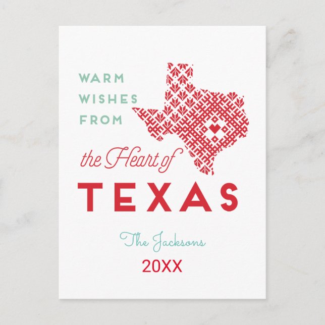 Warme Wünsche aus dem Herzen von Texas Postkarte (Vorderseite)
