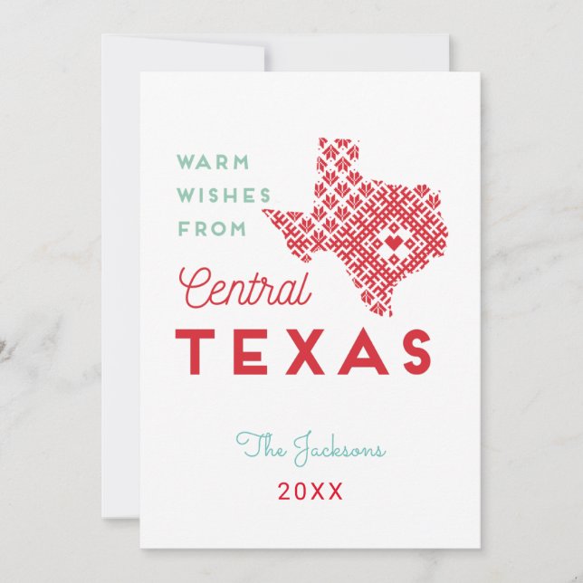 Warme Wünsche aus der Mitte von Texas Karte (Vorderseite)