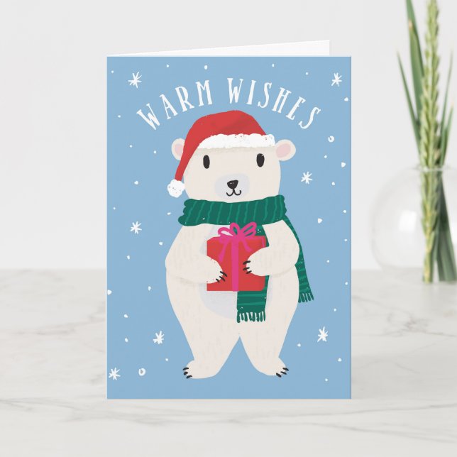 Warme Wünsche Beary Frohe Weihnachtskarte Karte (Vorderseite)