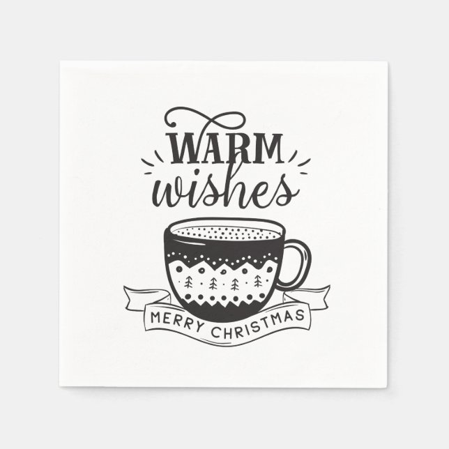 Warme Wünsche Cup heißer Kaffee Cocoa Weihnachten  Serviette (Vorderseite)