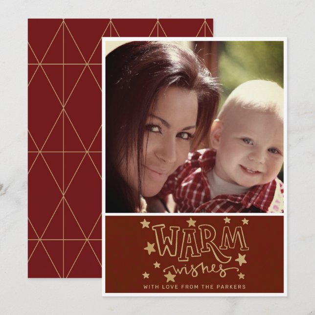 Warme Wünsche Foto Urlaub / Weihnachtskarte Einladung (Vorne/Hinten)