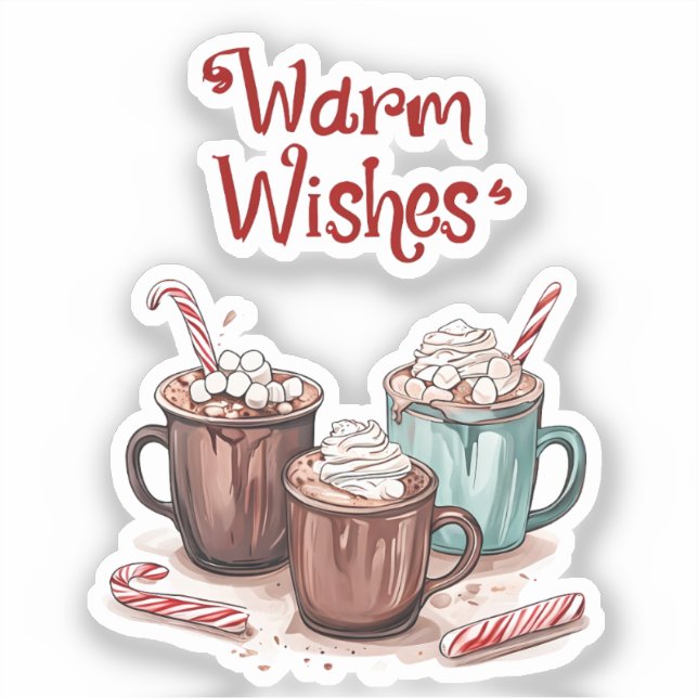 Warme Wünsche Gemütliche Hot Chocolate Holiday Sti Aufkleber (Vorderseite)