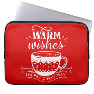 Warme Wünsche Heiße Tasse Kaffee Kakao Rot Weiß  Laptopschutzhülle