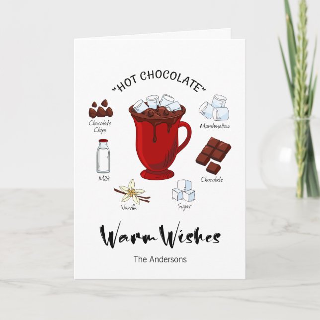 Warme Wünsche Hot Chocolate Urlaubskarte Feiertagskarte (Vorderseite)