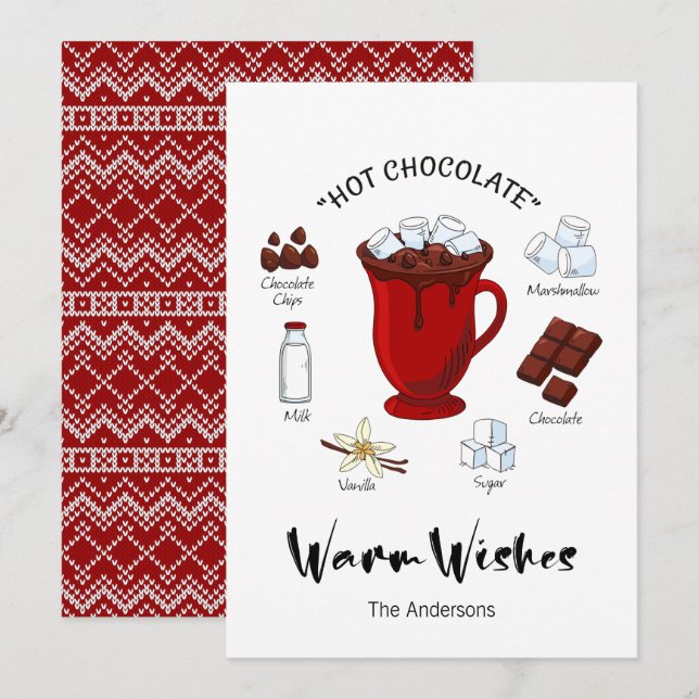 Warme Wünsche Hot Chocolate Urlaubskarte Feiertagskarte (Vorne/Hinten)