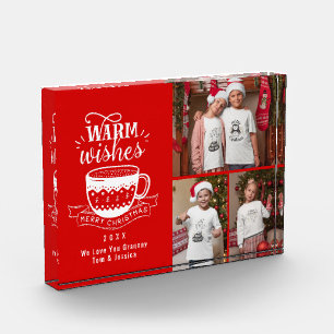 Warme Wünsche Hot Cup Kakao rot Weißes Foto Collag