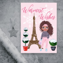 Warme Wünsche Paris Eiffel Tower Pink Weihnachten