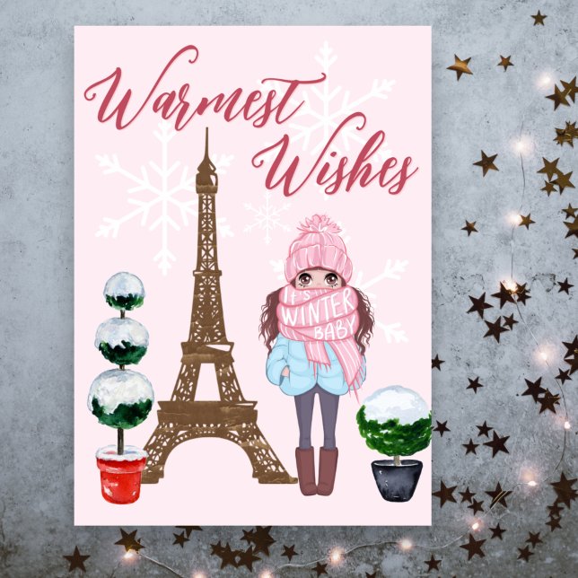 Warme Wünsche Paris Eiffel Tower Pink Weihnachten (Von Creator hochgeladen)