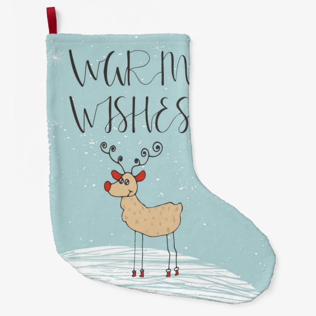 Warme Wünsche Rentier Große Weihnachtszeit Strumpf Großer Weihnachtsstrumpf (Vorderseite)