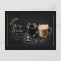 Warme Wünsche Schwarzer Kaffee und Latte Gold Post