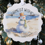 Warme Wünsche Snowman Beach Sand Ornament Karte<br><div class="desc">Dieses Design kann in dem Bereich personalisiert werden, der durch das Ändern des Fotos und/oder Textes zur Verfügung gestellt wird. Sie können auch angepasst werden, indem Sie auf Vorlage personalisieren klicken und dann auf die Schaltfläche klicken, um weitere Optionen anzupassen, um die Hintergrundfarbe zu löschen oder zu ändern, Text hinzuzufügen,...</div>