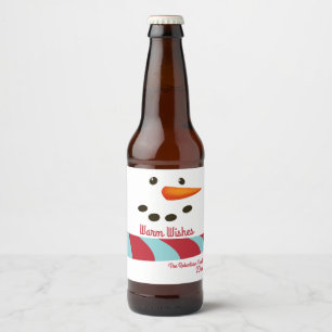 Warme Wünsche, Snowman Urlaub Bierflaschenetikett
