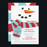 Warme Wünsche, Snowman Urlaub Party Einladungen<br><div class="desc">Warme Wünsche,  Snowman Feier Einladungen. Dieses lustige und freundliche Snowman Gesicht hat Karottennase,  Kohlaugen und Mund mit einem aquamarinen und roten Schal. Fügen Sie Ihrer Feier mit diesem Winterdesign eine individuelle Touch hinzu. Weitere,  koordinierende Snowman Party-Vorräte finden Sie in unserer Warm Wishings,  Snowman Holiday Kollektion bei MetroEvents auf Zazzle.</div>