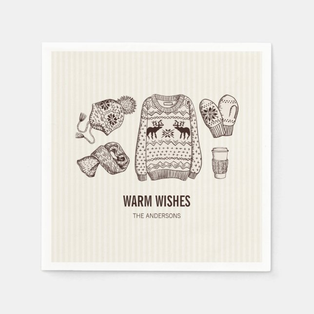 Warme Wünsche Urlaub Essentials Papier Napkin Serviette (Vorderseite)