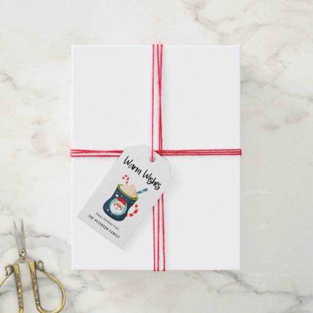 Warme Wünsche Weihnachten Kakao Tasse Urlaub Geschenkanhänger (Mit Garn)