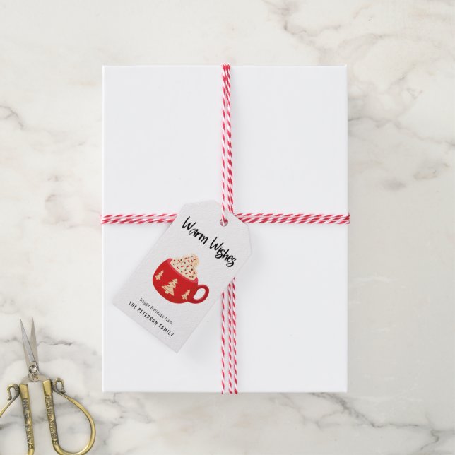 Warme Wünsche Weihnachten Kakao Tasse Urlaub Geschenkanhänger (Mit Garn)