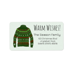 Warme Wünsche Weihnachts-Sweater-Label Adressaufkleber