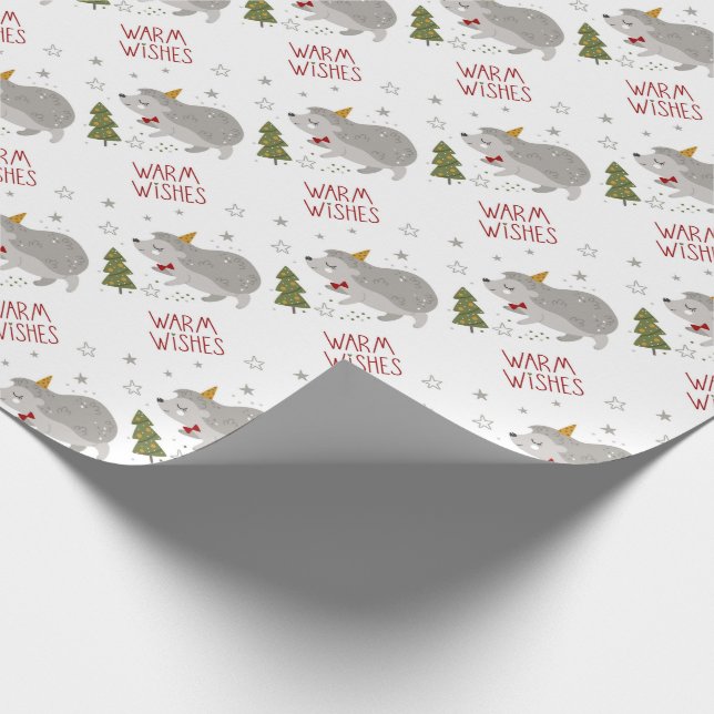 Warme Wünsche Weihnachtswrapping Papier Geschenkpapier (Ecke)