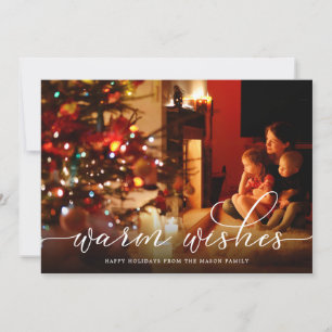 Warme wünscht White Script Foto Holiday Card Feiertagskarte