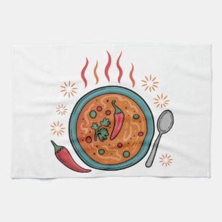 Warme würzige Curry-Food-Art Geschirrtuch