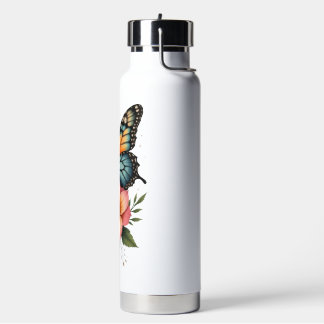Wärmeflasche mit Schmetterling und Blumen Trinkflasche