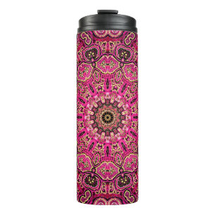 Warmen rosa Mandala-Geometrie-Muster Thermosbecher