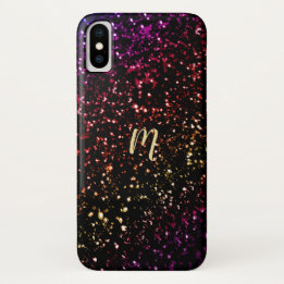 Wärmen Sie dunklen Regenbogen-Glitzer-Monogramm Case-Mate iPhone Hülle