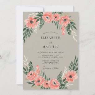 Warmer Anemonen-Kranz-Hochzeit Einladung