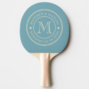 Warmer Aqua Nachmittag Hochzeit Monogramm Stern Tischtennis Schläger