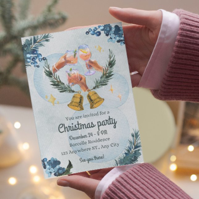 Warmer Aquarellurlaub Weihnachten Party Einladung (Von Creator hochgeladen)