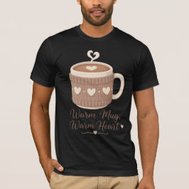 Warmer Becher, wärmeres Herz, gemütlicher gestrick T-Shirt