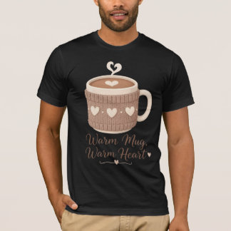Warmer Becher, wärmeres Herz, gemütlicher gestrick T-Shirt
