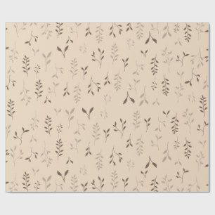 Warmer Beige-Braun Boho-Blattmuster Geschenkpapier