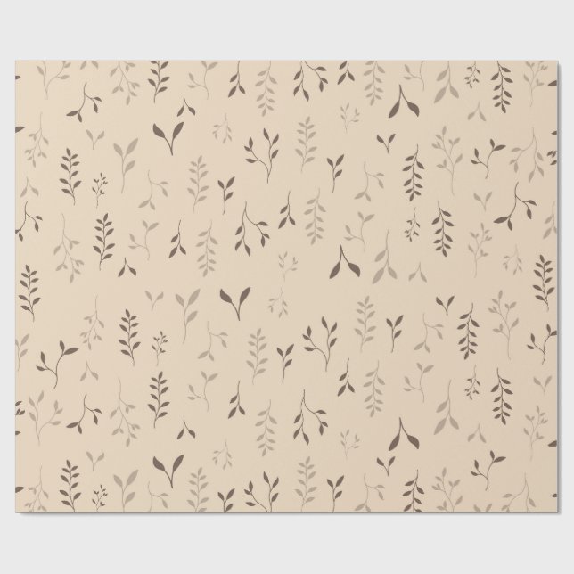 Warmer Beige-Braun Boho-Blattmuster Geschenkpapier (Flach)