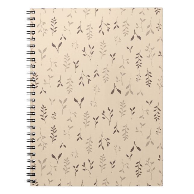 Warmer Beige-Braun Boho-Blattmuster Notizblock (Vorderseite)