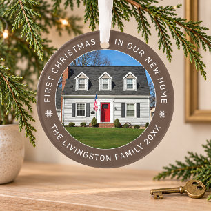 Warmer Braunkreis erstes Weihnachten neues Zuhause Ornament