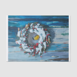 Warmer Empfang, Winter Kranz und Vogel Seidenpapier