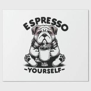 Warmer Espresso Bulldogge Geschenkpapier