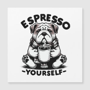 Warmer Espresso Bulldogge Magnetkarte