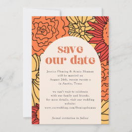 Warmer Farbengroßer Blumenbogen Save the Date Einladung