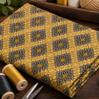 Warmer, goldener, tribaler geometrischer Muster Stoff