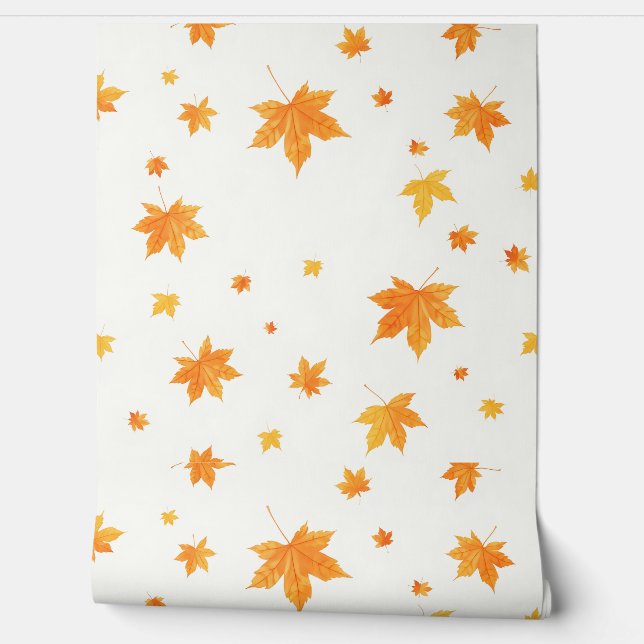 Warmer Herbst Blätter Aquarellmapfel und Eiche Tapete (Abrollen)