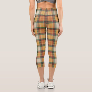 Warmer Herbst-Ernte-Tartan-Karomuster Capri Leggings