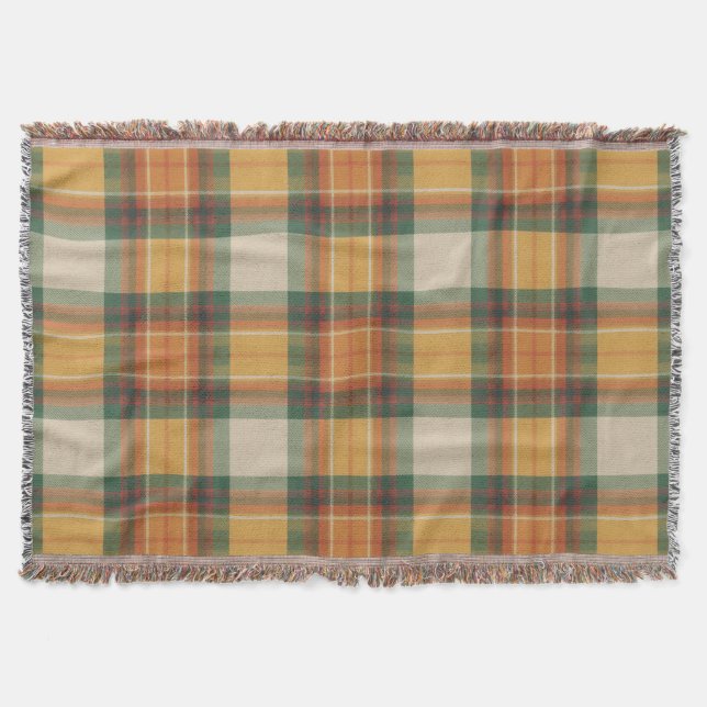 Warmer Herbst-Ernte-Tartan-Karomuster Decke (Vorderseite)