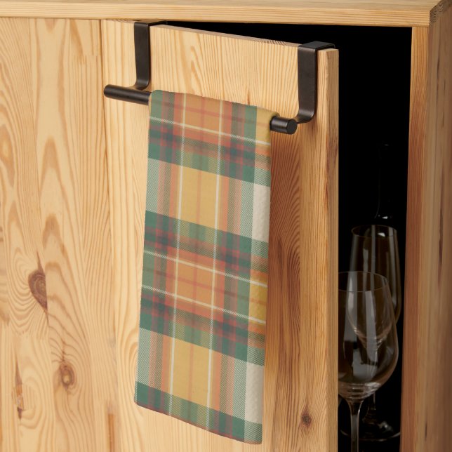 Warmer Herbst-Ernte-Tartan-Karomuster Geschirrtuch (Drittel gefaltet)