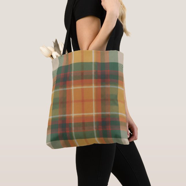 Warmer Herbst-Ernte-Tartan-Karomuster Tasche (Von Nahem)