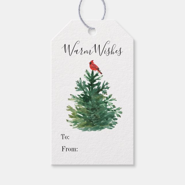 Warmer Holiday wünscht den Roten Kardinal der Bäum Geschenkanhänger (Vorderseite)