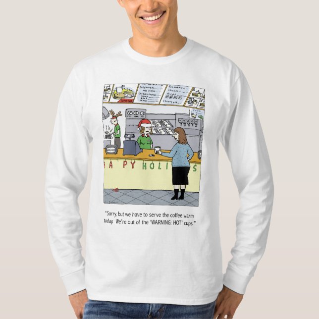 Warmer Kaffee-Cartoon T-Shirt (Vorderseite)
